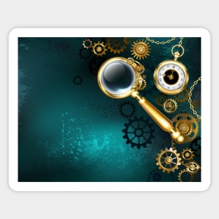 Magnifier in Steampunk Style Sticker